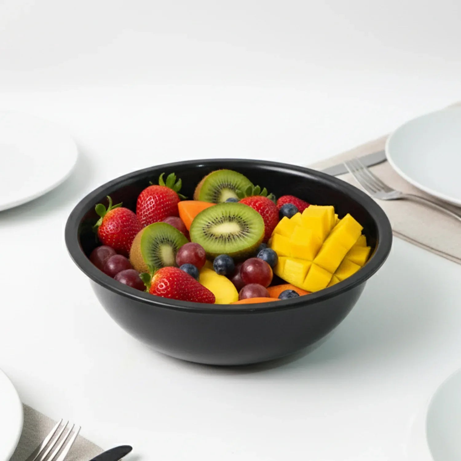 Plastic 6 Inch Black Round Deep Serving Bowl (1 Pc) - Zidbik