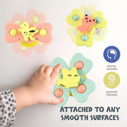 Buzzy Baby Spinner Toy Set Suction Cup Spinning Toys (3 Pc Set) - Zidbik