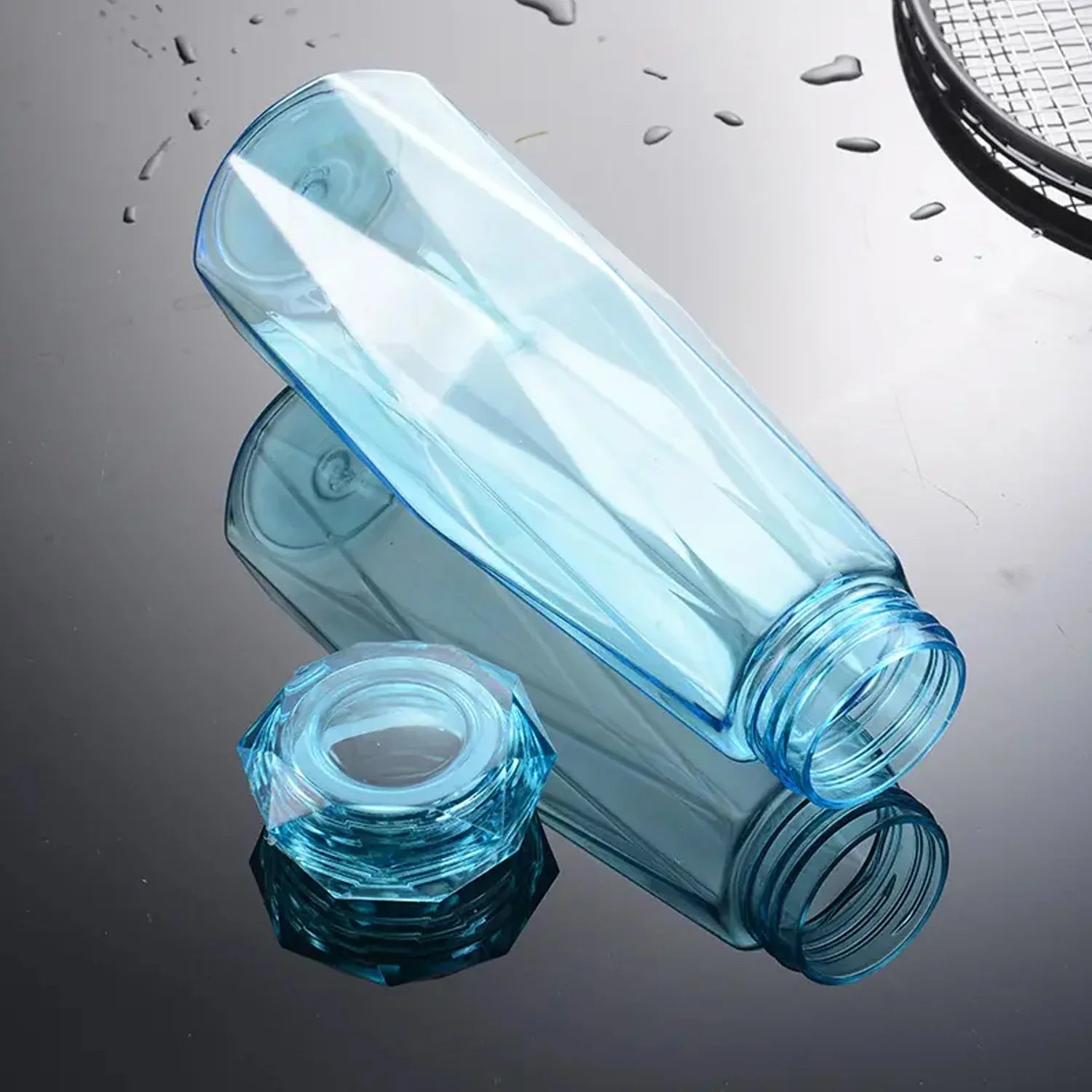 5213 Glass Fridge Water Bottle Plastic Cap With Two Water Glass For Home Kitchen Use - Zidbik