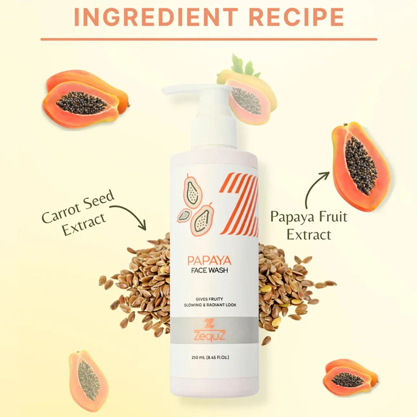 Zequz Papaya Face Wash - (1 Pc 250 Ml) - Zidbik