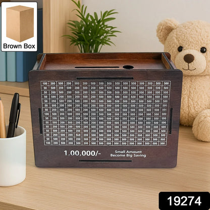 Wooden Money Piggy Bank Money Box (1 Pc Pen Not Included) - Zidbik