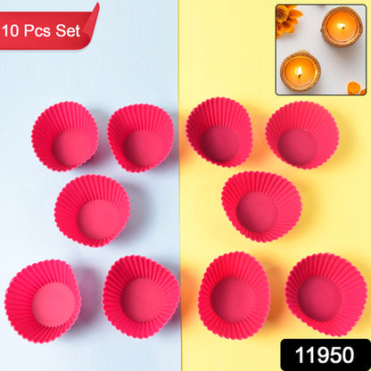 Silicone Cup Cake Mould (10 Pcs Set) - Zidbik