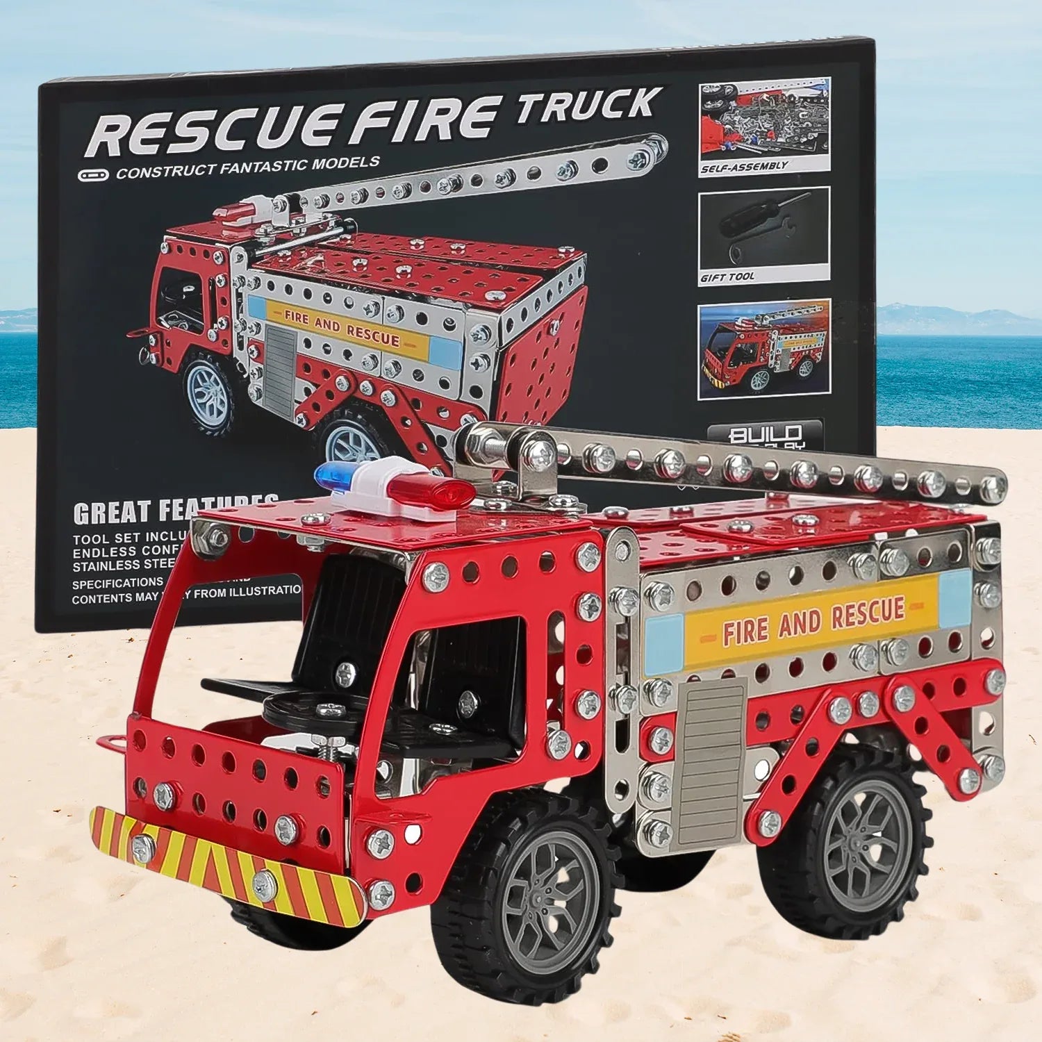 Metal Diy Fire Truck Building Blocks For Kids (Fire Truck 292pcs Of Truck Tool 1 Set) - Zidbik