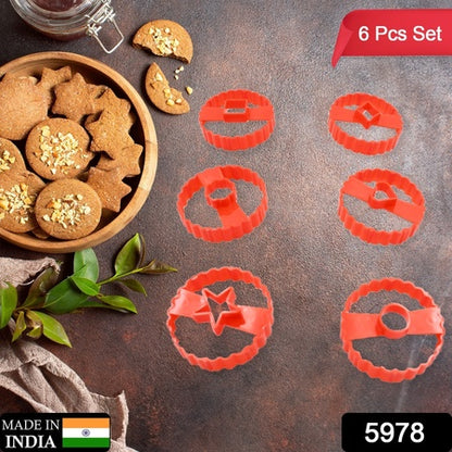 5978  Cookie Cutters Set Plastic Easter Biscuit Cutting Tool For Diy Cake Decoration Fondant Biscuit Cookie Pastry Sandwich (6 Pc Set ) - Zidbik