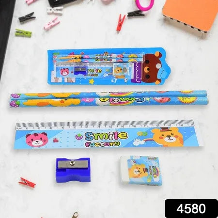 4580 Cartoon Wooden Pencil Set For Kids Boys Return Gifts Birthday Party Space Stationary Set Pencil Eraser Sharpener Combo Kit For Kids Boys - Zidbik
