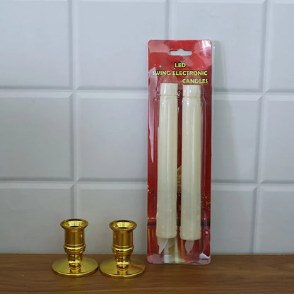 Set Of 2 Led Flameless Taper Candles - Zidbik