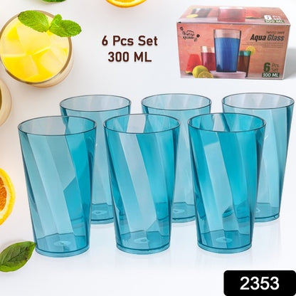 2353 Premium Juice And Water Glasses Set Of 6 Transparent 300ml Drinking Water Glasses Stylish  Crystal Square Highball Glasses For Water Juice  Cocktails Glass Set Of 6 For Water - Zidbik