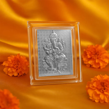 Embossed Silver-plated Lord Ganesha Photo Frame (1 Pc) - Zidbik
