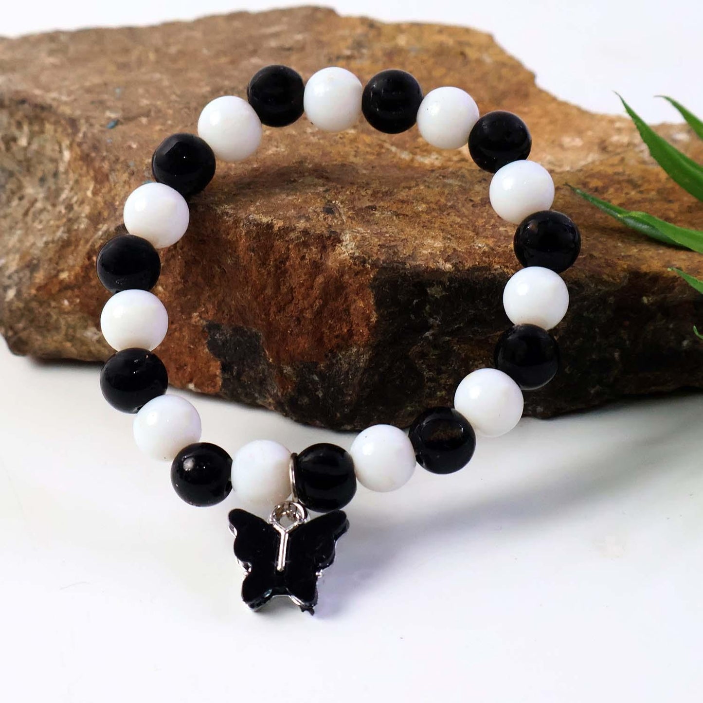 Elegant Black And White Fancy Bracelet (1 Pc) - Zidbik