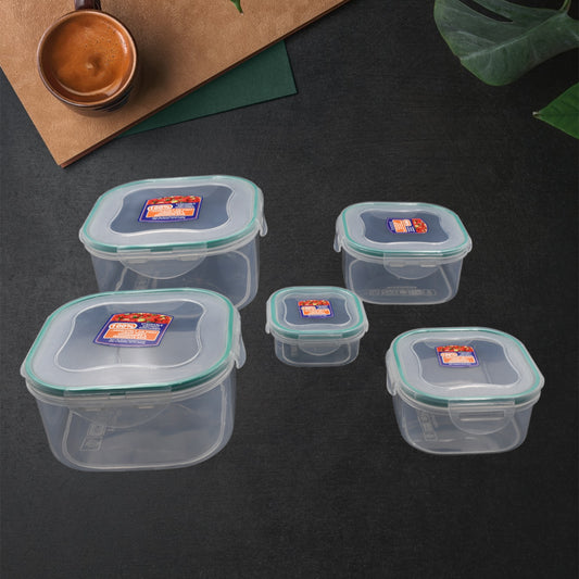 5498 Kitchen Containers Set Fridge Storage Boxes Plastic Containers For Kitchen Organizer Kitchen Accessories Items For Storage Organizer Snap-seal (Lunch Boxstorage Organizer) (5 Ps Set) - Zidbik