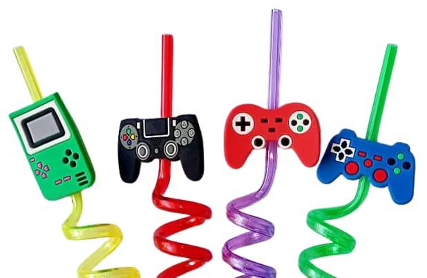 5925 Reusable Straws Are Perfect For Kids Summer Parties. Plastic Straws Reusable Drinking Straws With Cartoon Decoration For Kids Birthday Party Favorsnbspor Other Summer Celebration (4 Pc Set) - Zidbik