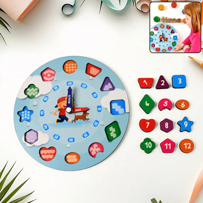 Aditi Wooden Educational Learning Clock Toy With Movable Hands - Zidbik