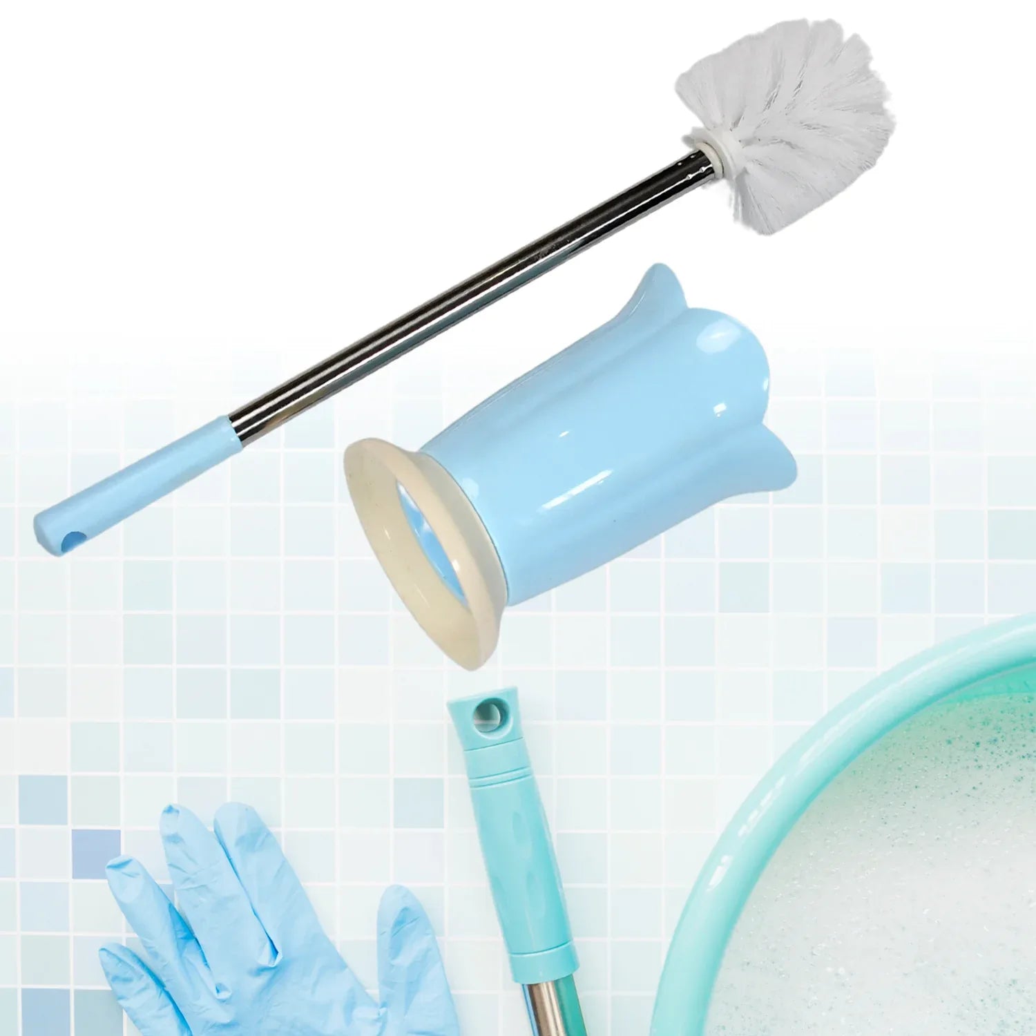 4673 Premium Toilet Plastic Brush With Holder Stand Western And Indian Toilet Bathroom Cleaning - Zidbik