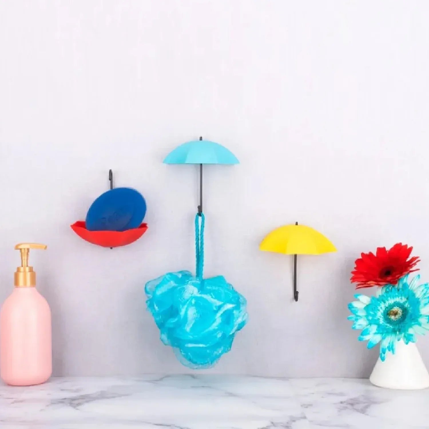 9063 Multipurpose Umbrella Key Hat Holder Wall Hanging Hook Multicolor - Zidbik