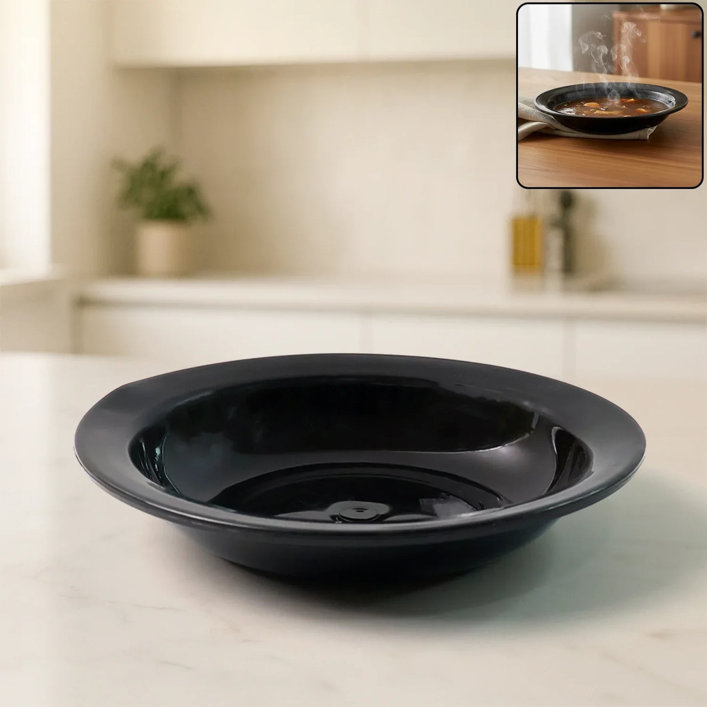 Premium Deep Black Curry Soup Serving Bowl (1 Pc) - Zidbik