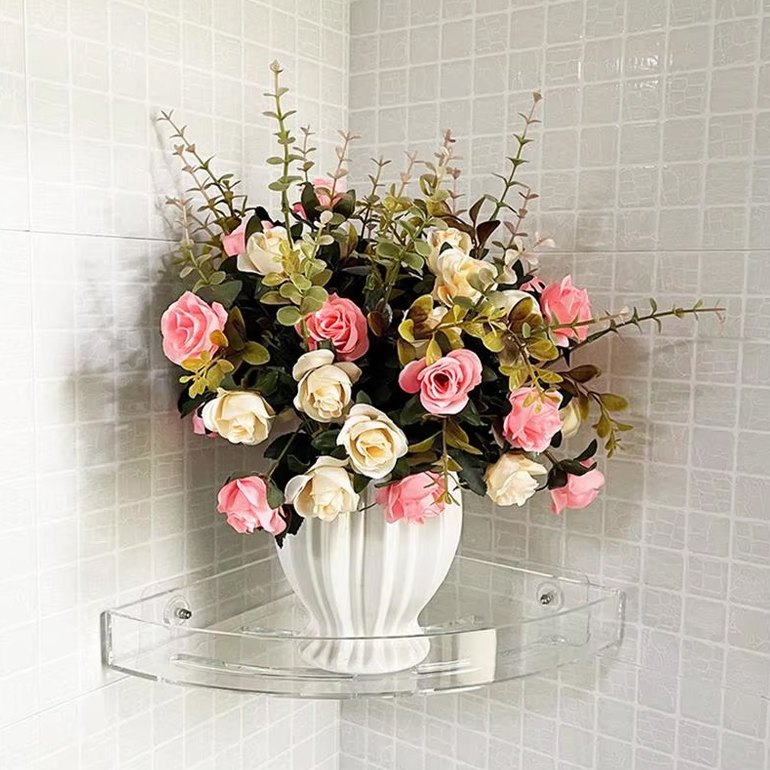 Bathroom Plastic Corner Shelf Rack Set For Wall Number Of Shelves (3 Pcs Set) - Zidbik