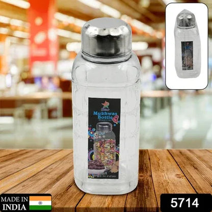 5714 Plastic Transparent Mukhwas Bottle With Steel Cap Mouth Freshener Dryfruits Multipurpose Air Tight And Bpa Free Kitchen Storage Bottle (1 Pc) - Zidbik