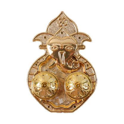 Traditional Golden Lord Ganesha Kumkum Dish (1 Pc) - Zidbik