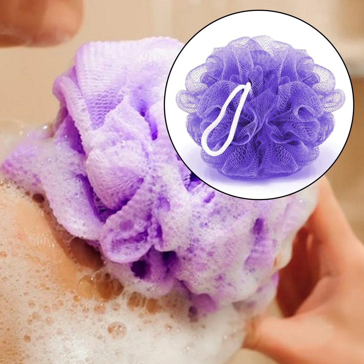 6074 Bath Shower Loofah Sponge Pouf Body Scrubber (Pack Of 6pcs) - Zidbik