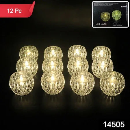 Set Of 12 Crystal Style Led Decorative Lamps Candle - Zidbik
