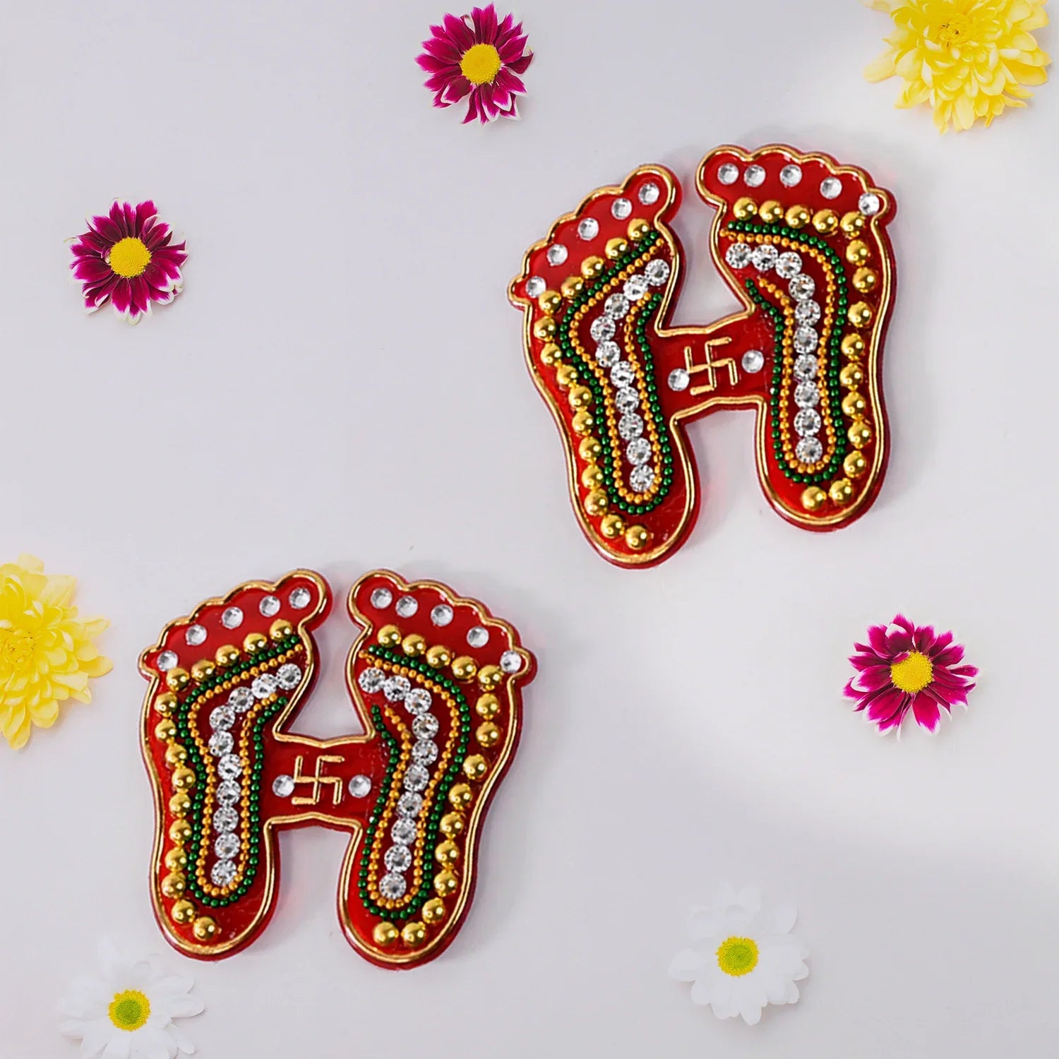 Decorative Laxmi Charan Paduka Sticker Set (Pack Of 2 Pc) - Zidbik