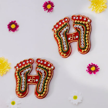 Decorative Laxmi Charan Paduka Sticker Set (Pack Of 2 Pc) - Zidbik