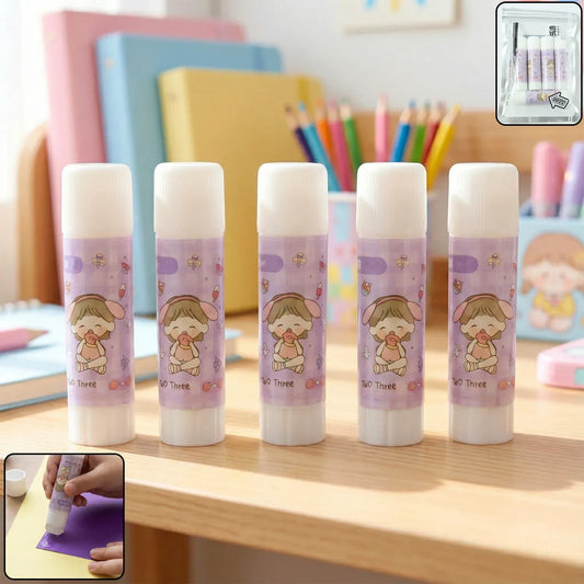 Cartoon-themed Solid Glue Stick Pack Of 5 - Zidbik