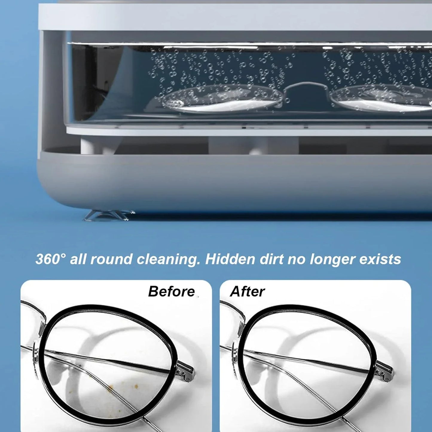 12670 Ultrasonic Jewllery Cleaner Ultrasonic Cleaning Machine Portable Jewellery Cleaning Mchine For Jewellery Ring Silver Retainer Glasses Watches Coins High Frequency Vibration Machine (Battery Not Included) - Zidbik