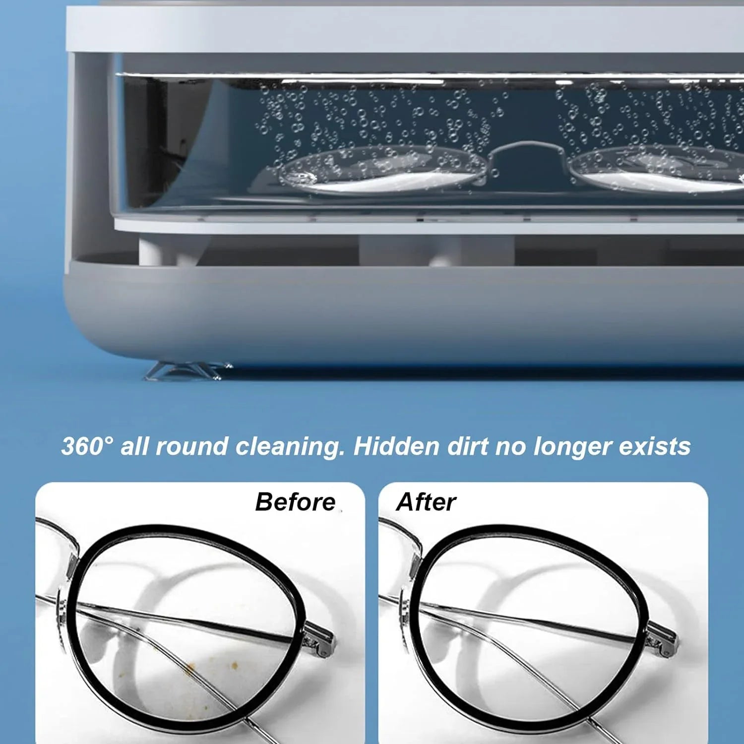 12670 Ultrasonic Jewllery Cleaner Ultrasonic Cleaning Machine Portable Jewellery Cleaning Mchine For Jewellery Ring Silver Retainer Glasses Watches Coins High Frequency Vibration Machine (Battery Not Included) - Zidbik