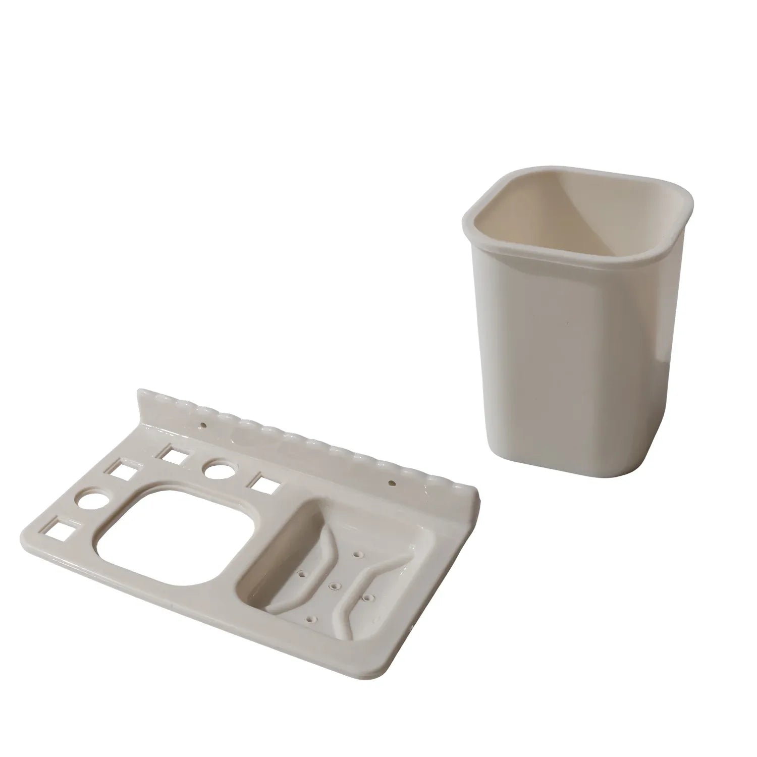 3in1 Wall Mounted Multi-compartment Toothbrush Soap Holder With Cup (1 Pc) - Zidbik