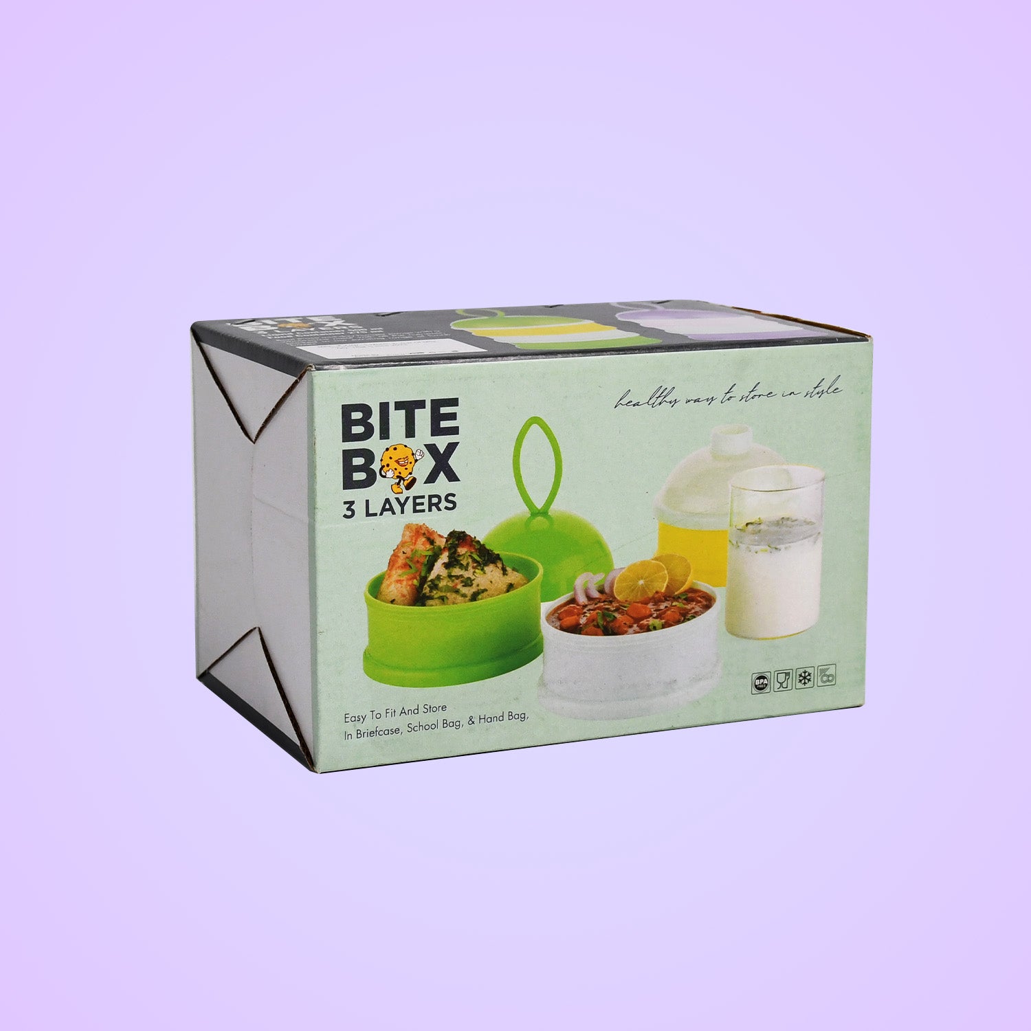 5924a  3 Layer Lunch Box Unique Design Bite Lunch Box With Liquid  Food Container Lunch Box (Green) - Zidbik