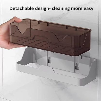 Wall Mounted Self Adhesive Plastic Storage Shelf (1 Pc) - Zidbik