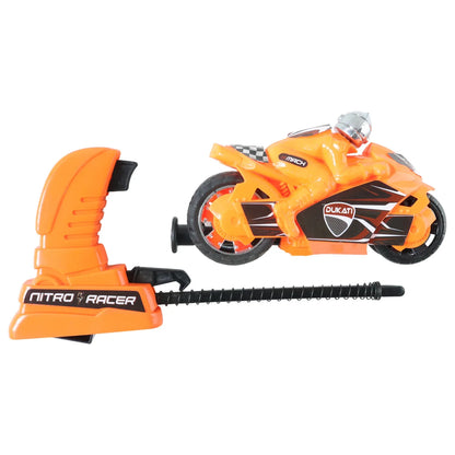 Launcher Bike Racing Toy For Kids With Manual Pull Launcher - Zidbik