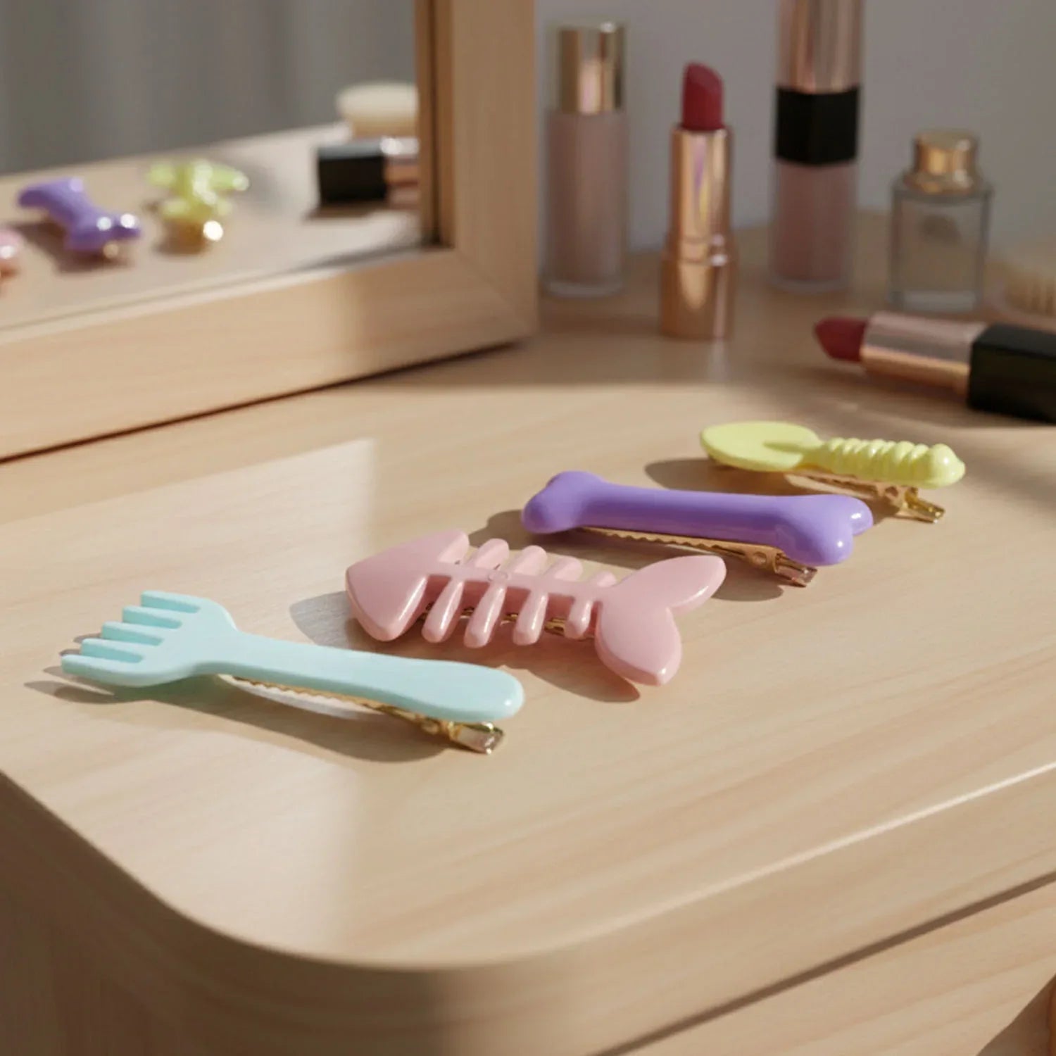 Cute Cartoon Shape Hair Clips (4 Pc) - Zidbik