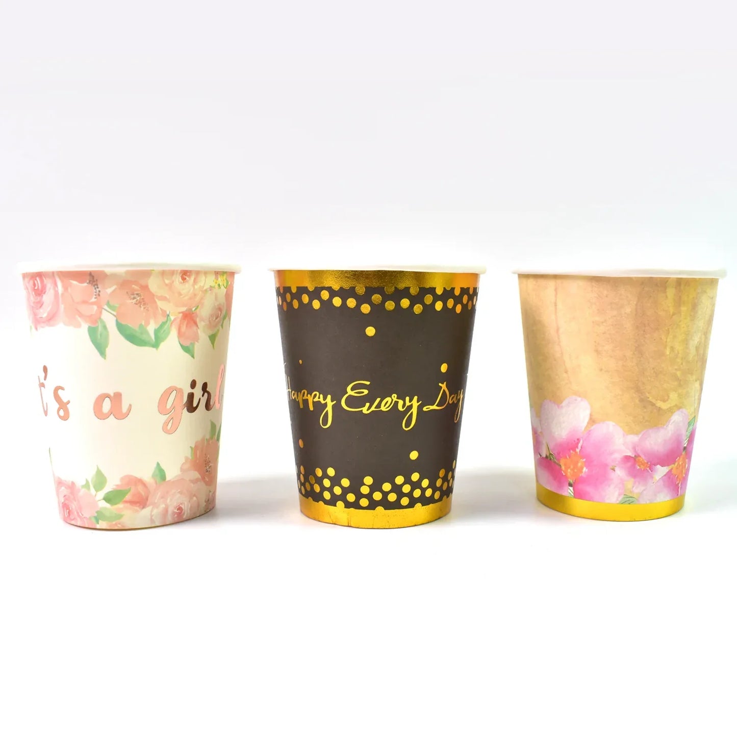 Disposable Paper Cups Disposable Tea Coffee Cups (3 Pcs Set Mix Color) - Zidbik