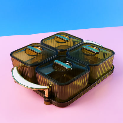 Delight 4-Piece Dryfruit Storage Box with Tray – Airtight Transparent Containers for Snacks & Sweets - Zidbik