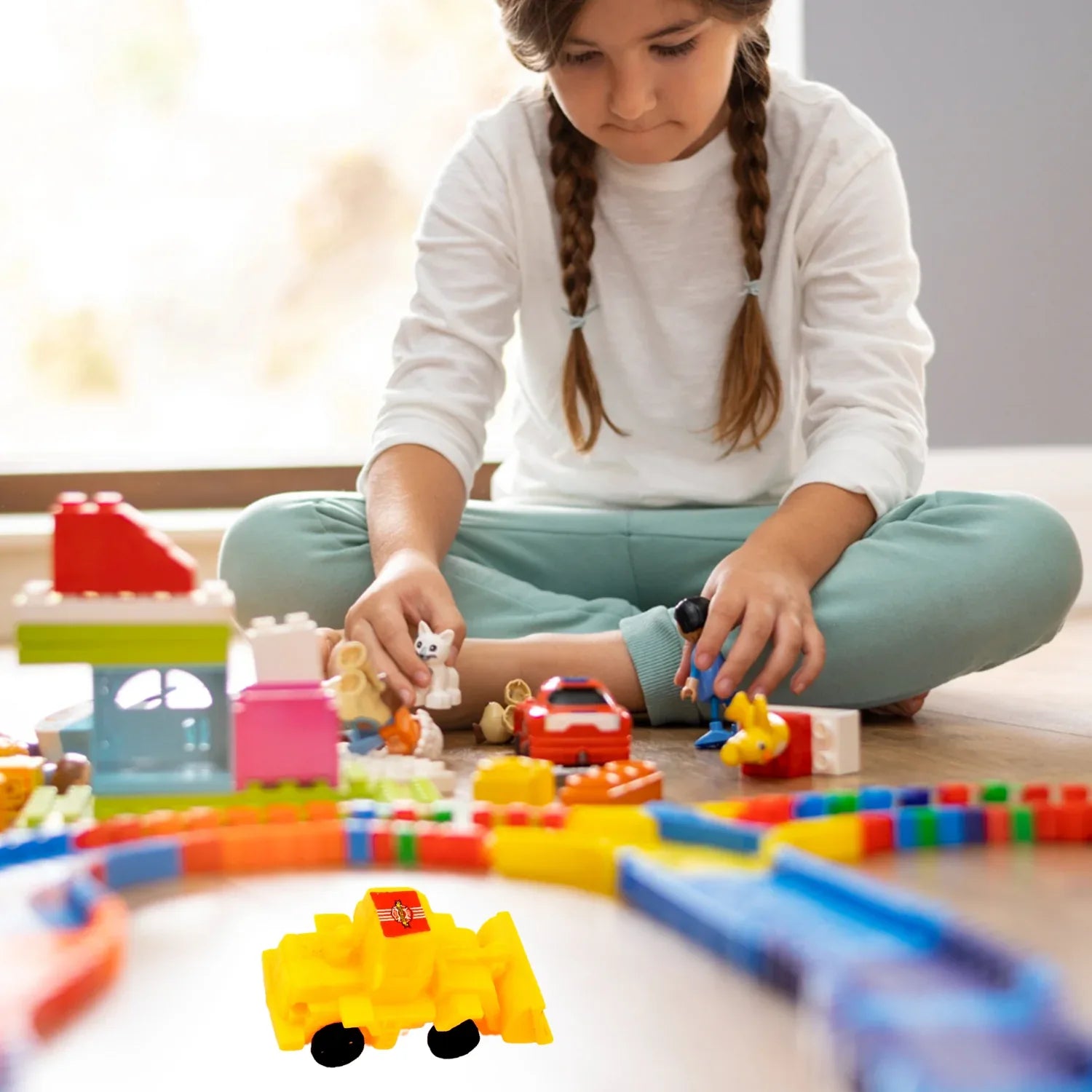 17824 Vehicle Car Engineering Automobile Construction Car Toys Set For Children Kids Crane Excavator Road Roller Forklift Mixer Truck Transporter Truck Machine Construction Toys (6 Pcs Set) - Zidbik