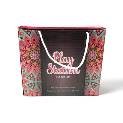 8229 Play Station Ceramic Tea  Cups  Mug Set With Handle Serving Bowl Milk Cup Coffee Cup Tea Cup Breakfast Cup Drinking Mug Or Outdoor For Household Gift For Birthday Wedding Party (4 Pcs Set) - Zidbik