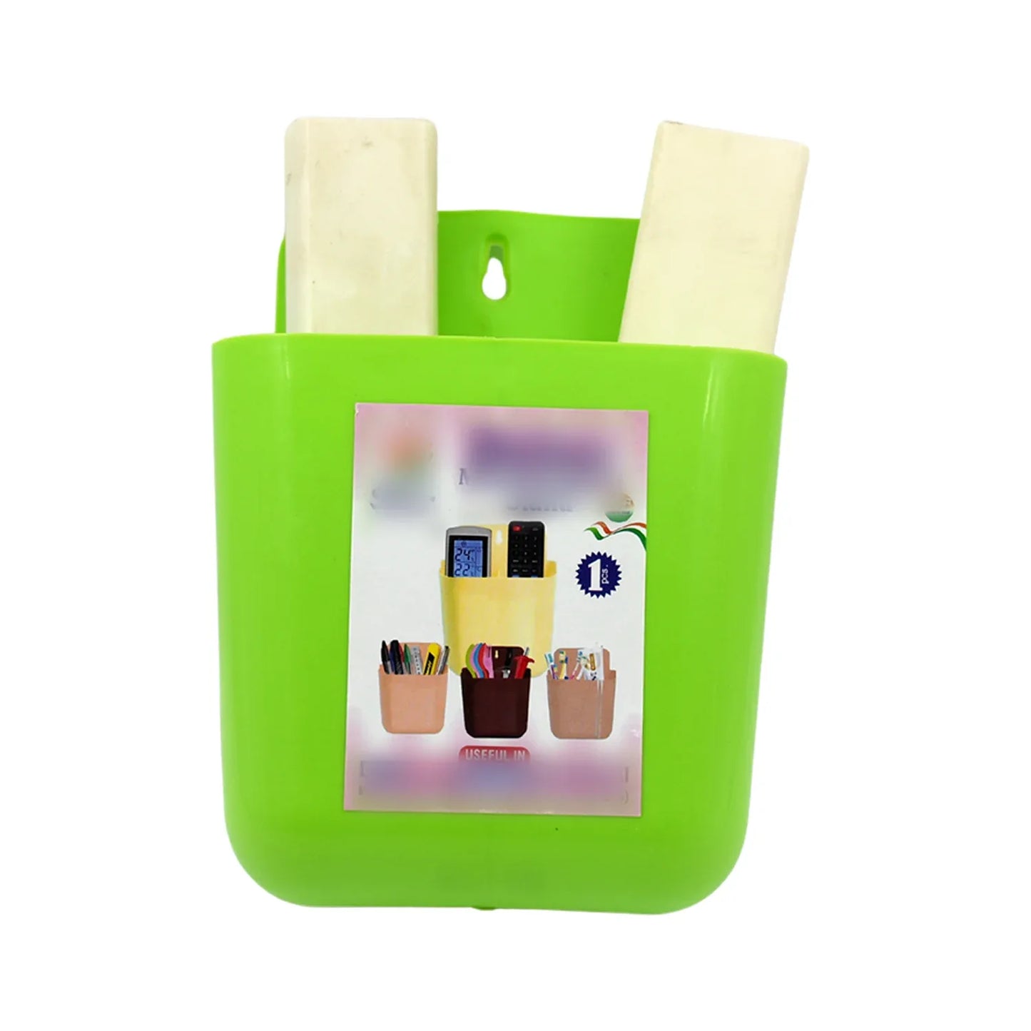 4473 Multipurpose Wall Holder Mobile Holder Stationary Storage Bathroom Accessories Remote Holder Makeup Brush Holder Useful In Office Kitchen Drawing Room 2 Section Stand (1 Pc ) - Zidbik