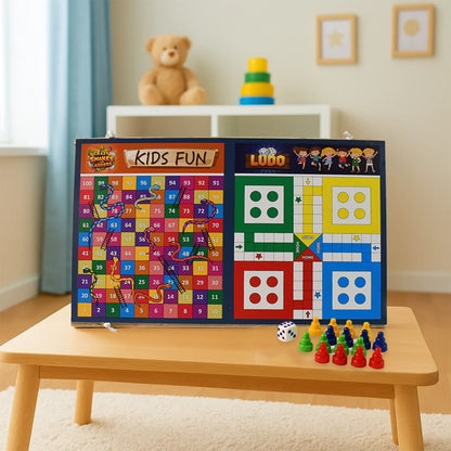 Wooden Board Game Set Ludo Snakes Ladders And Desktop Football (3-in-1) - Zidbik