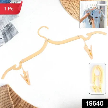 Folding Hanger With Clips For Clothes Adjustable Hanger (1 Pc) - Zidbik