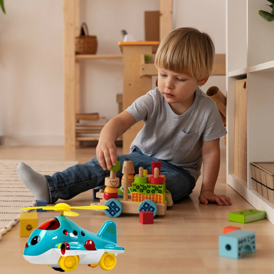 4516 Helicopter Airplane Musical Toy Toddlers With Lights Electronic Moving Cool Aeroplane Baby Development Toys Plane For 6-18 Month Old Gift To Encourage Crawling - Zidbik