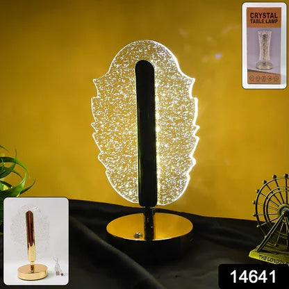 Elegant Feather Shape Crystal Table Lamp (1 Pc) - Zidbik