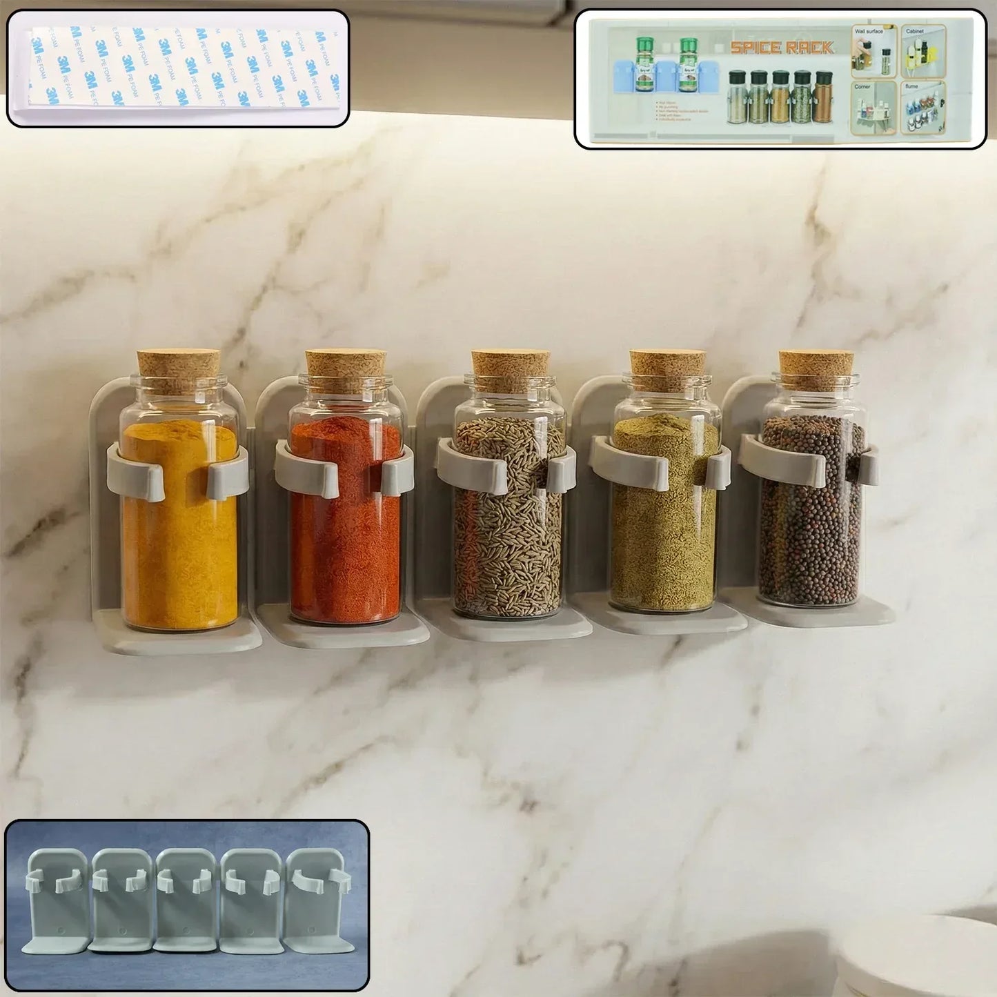 Wall-mounted Adjustable Spice Rack Organizer (1 Pc) - Zidbik