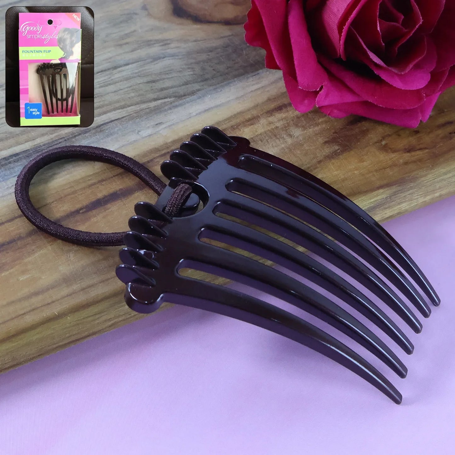 Ponytail Comb With Elastic Loop - (1 Pc) - Zidbik