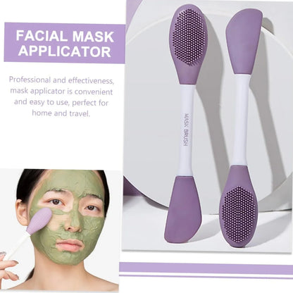 12532 Double-headed Silicone Mask Brush Face Cleansing And Applying Mud Mask Beauty Salon Special Brush Smear Tool Facial Scrub Silicone Wash Scrubber Face Tools (1 Pc) - Zidbik