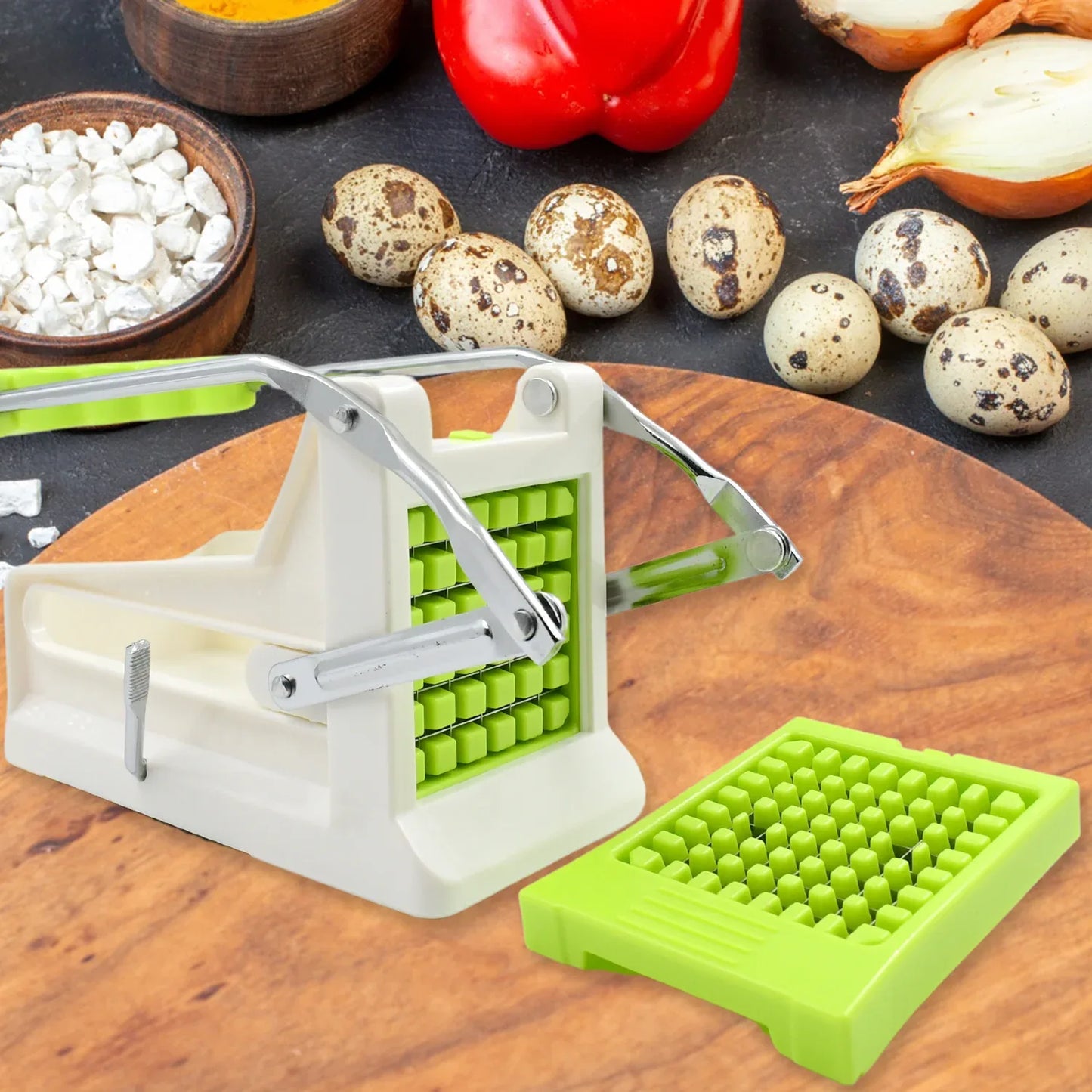 10013 French Fry Cutter Great With Vegetables Potato Fries Cutter Professional Vegetable Cutter Stainless Steel Cutter Potato Onions Carrots Cucumbers Fruits Potato Cutter (1 Pc) - Zidbik