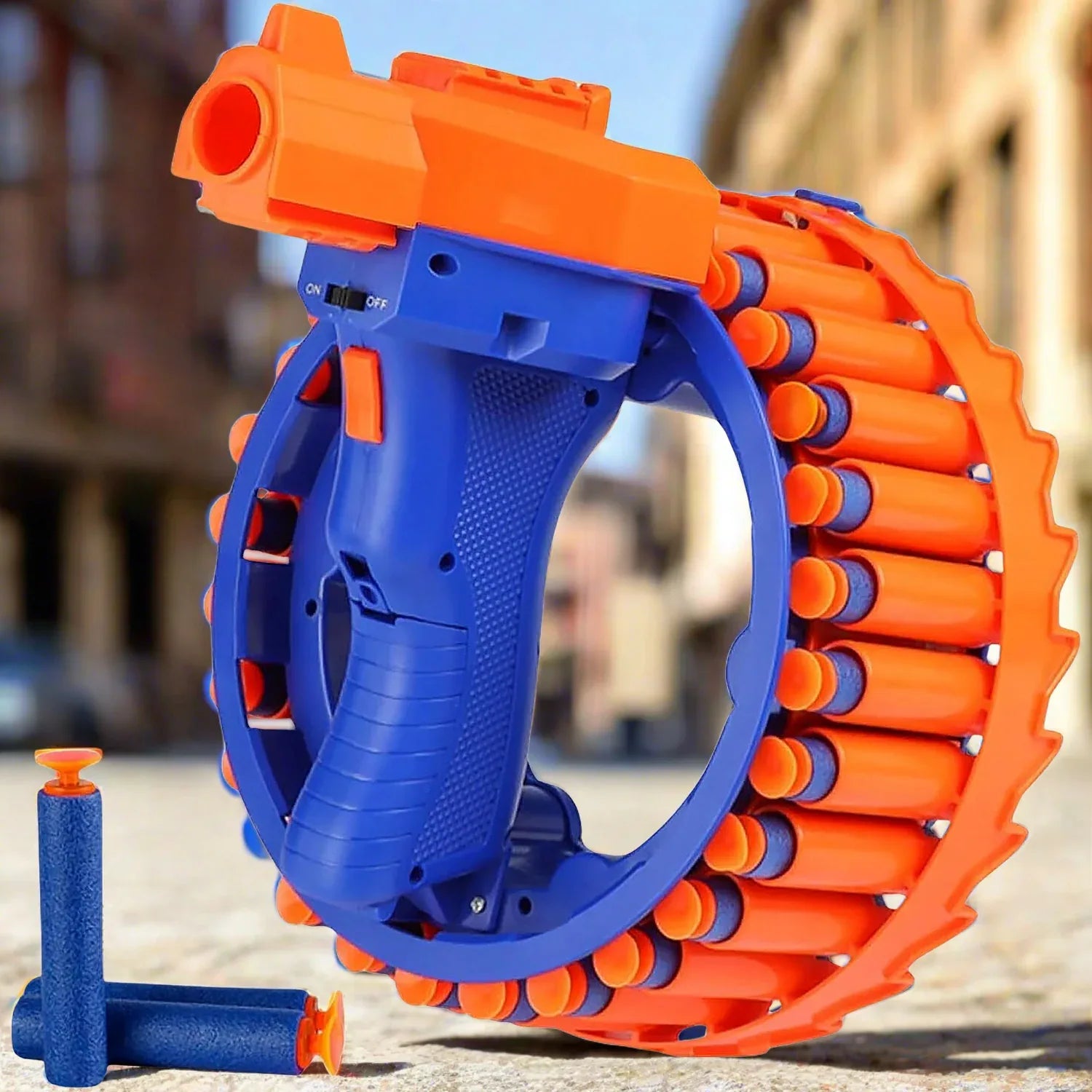 17921 Amazing Toy Gun Electric Gun For Children 28 Soft Bullets For Youth Safety Childrens Electric Hand Ring Wheel Soft Bullet Gun Gift Toys - Zidbik
