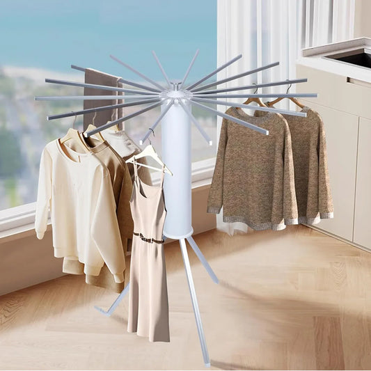 Foldable Rotary Clothes Drying Rack Stand (1 Pc) - Zidbik