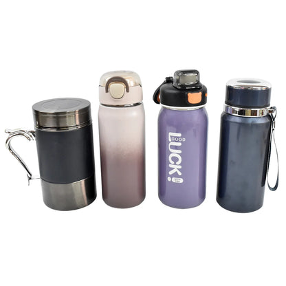 Stainless Steel Water Bottles Approx 600ml (Mix Design Color 1 Pc) - Zidbik